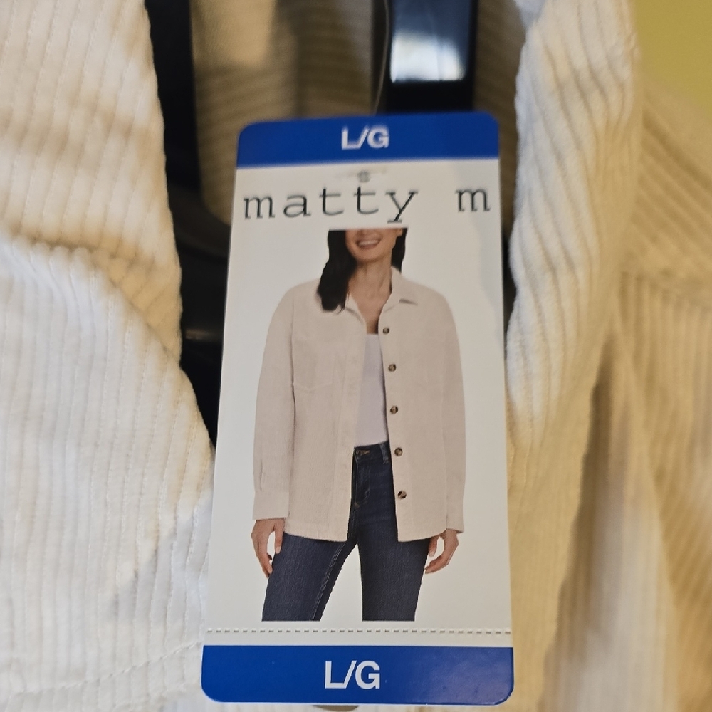 New Matty M Cream Button Down Corduroy Long Sleeve Shirt